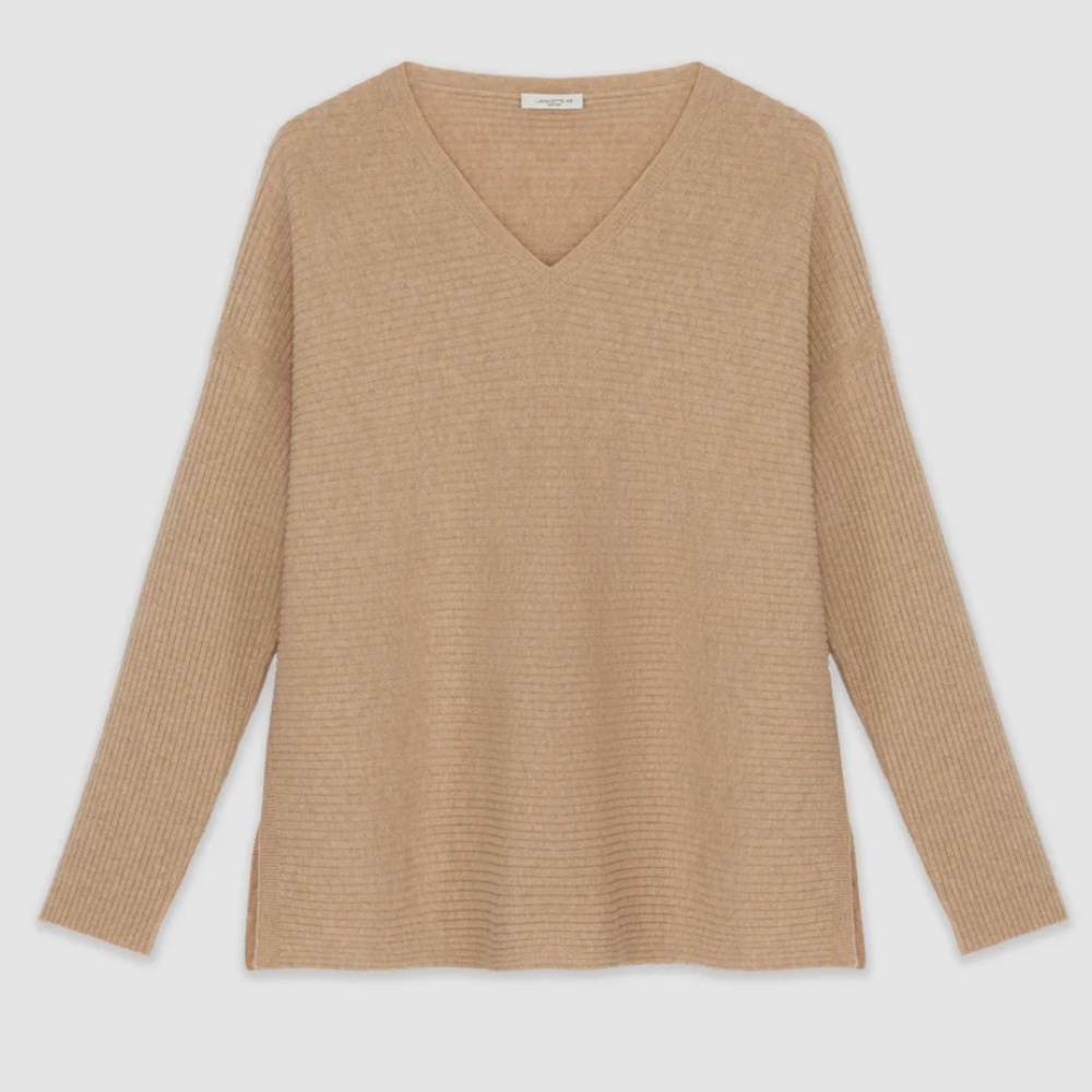 Lafayette 148 New York Tan V-Neck Sweater